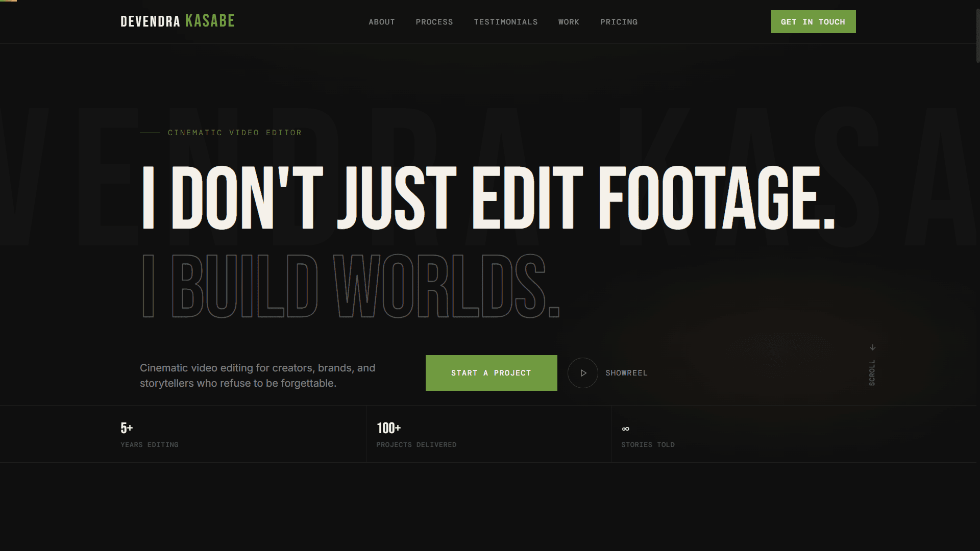 Devendra Kasabe — Cinematic Editor — website preview